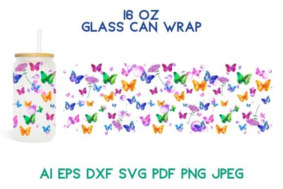 16 Oz Glass Wrap Butterfly HOLIDAY
