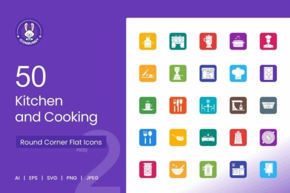 50 Kitchen and Cooking Filled Icons