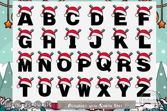 Christmas Alphabet, Santa Hat Alphabet
