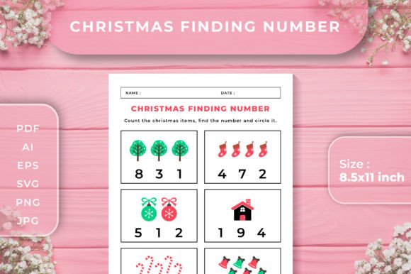 Christmas Finding Number Worksheet - 1