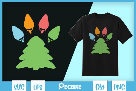 Christmas Tree and Lights Cat Paw