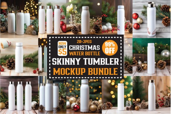 Christmas Water Bottle Mockups Bundle