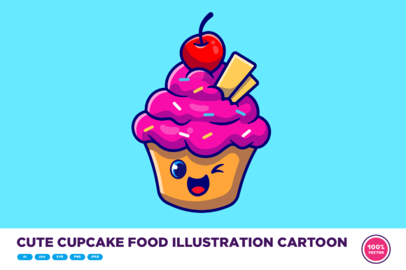 Cute Cupcake Food Illustration Cartoon