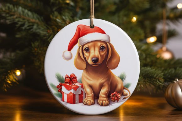 Dachshund Santa Puppy Ornament