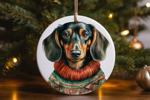 Dachshund Wearing Sweater Ornament