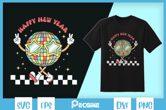 Happy New Year Disco Ball Retro