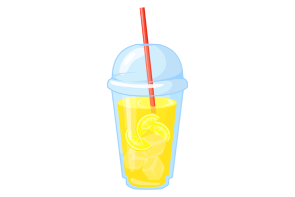 Lemonade in Plastic Cup with Red Straw