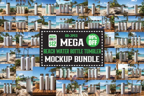 Mega Beach Water Bottle Mockups Bundle