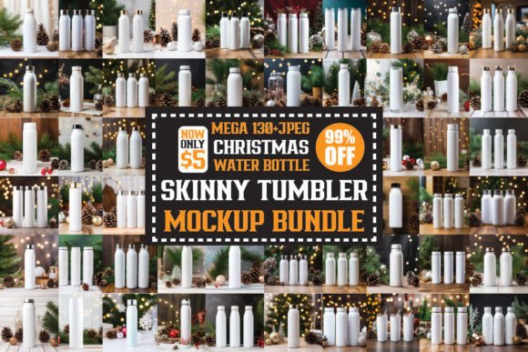 Mega Christmas Bottle Mockups Bundle