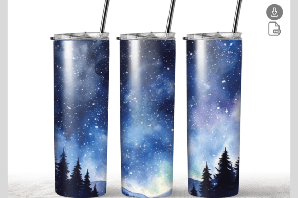 Night Watercolor 20oz Skinny Tumbler