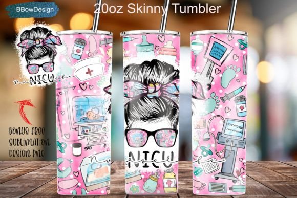 Pink NICU Nurse Life 20oz Skinny PNG