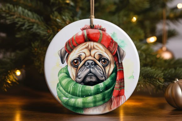 Pug Knitted Scarf Ornament