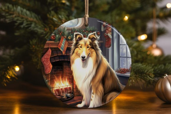 Rough Collie Christmas Ornament