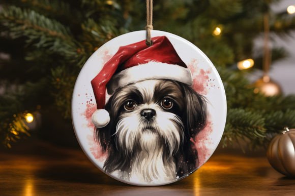 Shih Tzu Santa Ornament