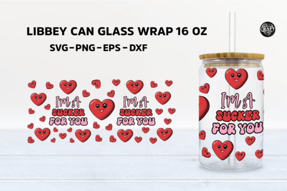 Valentine s Day Libbey Can Glass Wrap